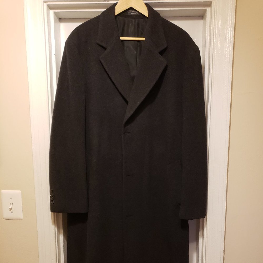 Black Andrew Fezza Cashmere Wool Overcoat Mens XL